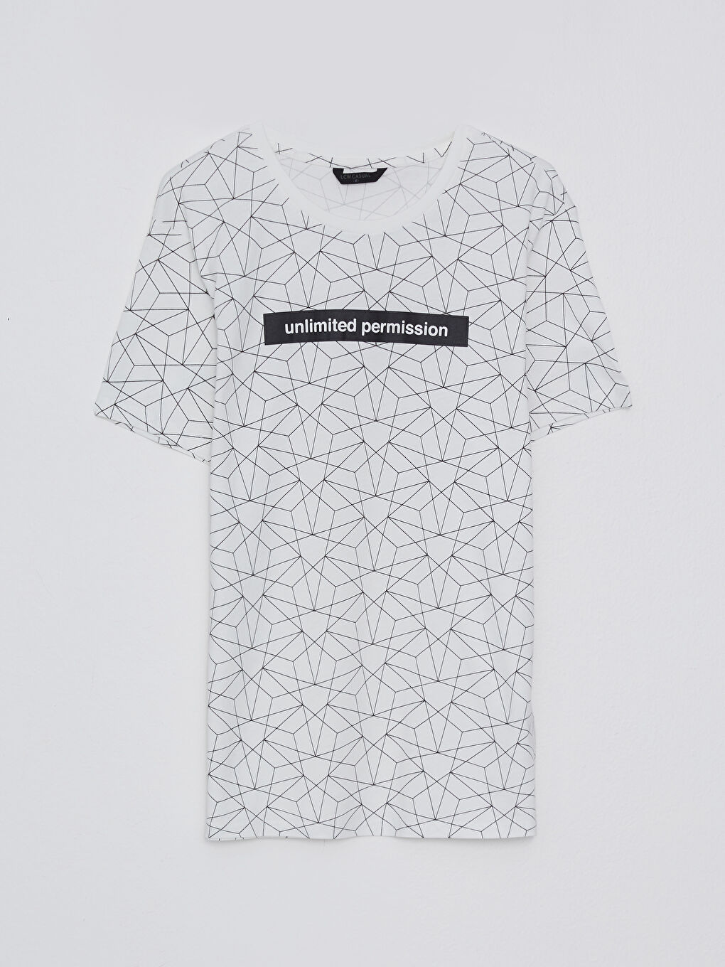 Beyaz Bisiklet Yaka Kısa Kollu Baskılı Penye Erkek Tişört-6