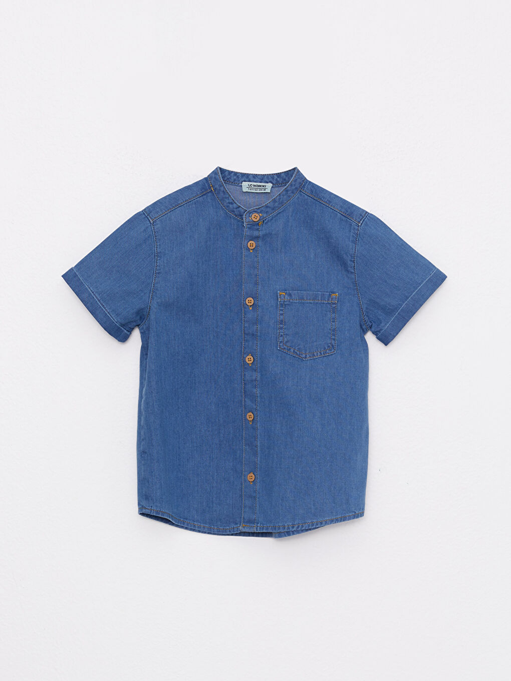 ბაბუის საყელო უბრალო მოკლე სახელო ბიჭის ჯინსის პერანგი