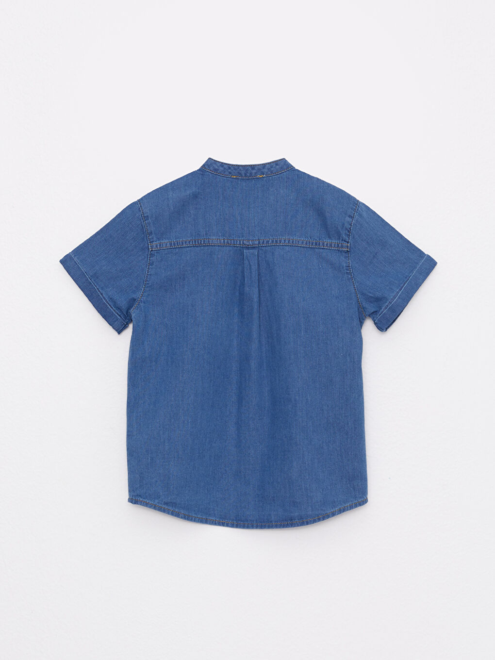 ბაბუის საყელო უბრალო მოკლე სახელო ბიჭის ჯინსის პერანგი-1