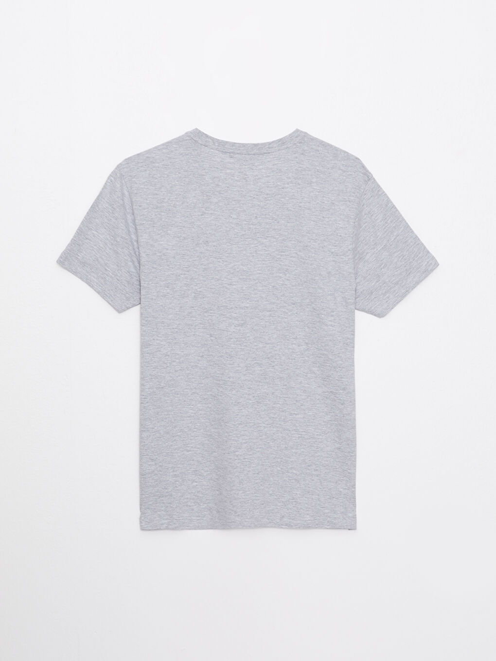 Gri Bisiklet Yaka Kısa Kollu Baskılı Erkek Tişört-6