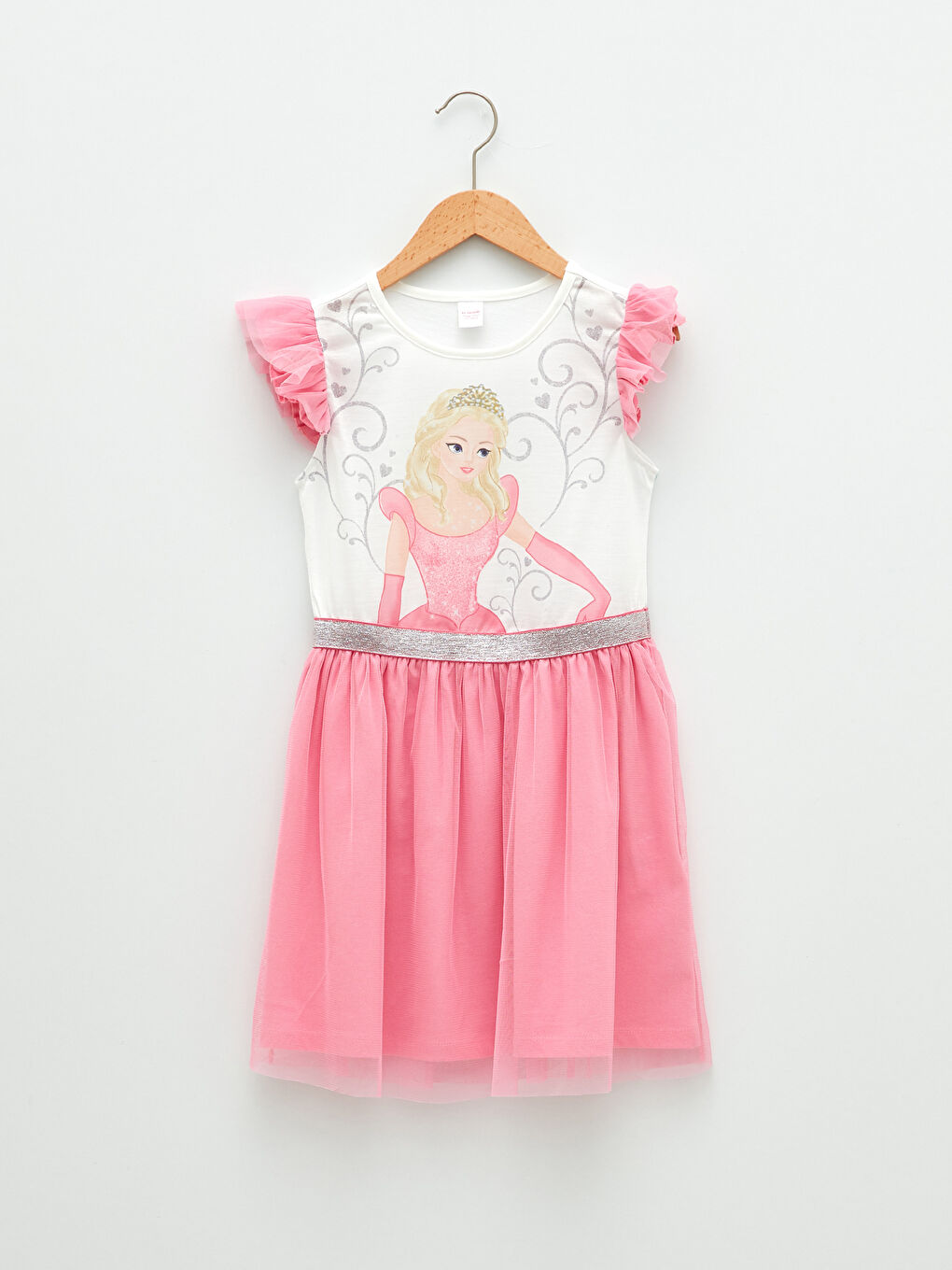 Crew Neck Printed Short Sleeve Girls' Dress