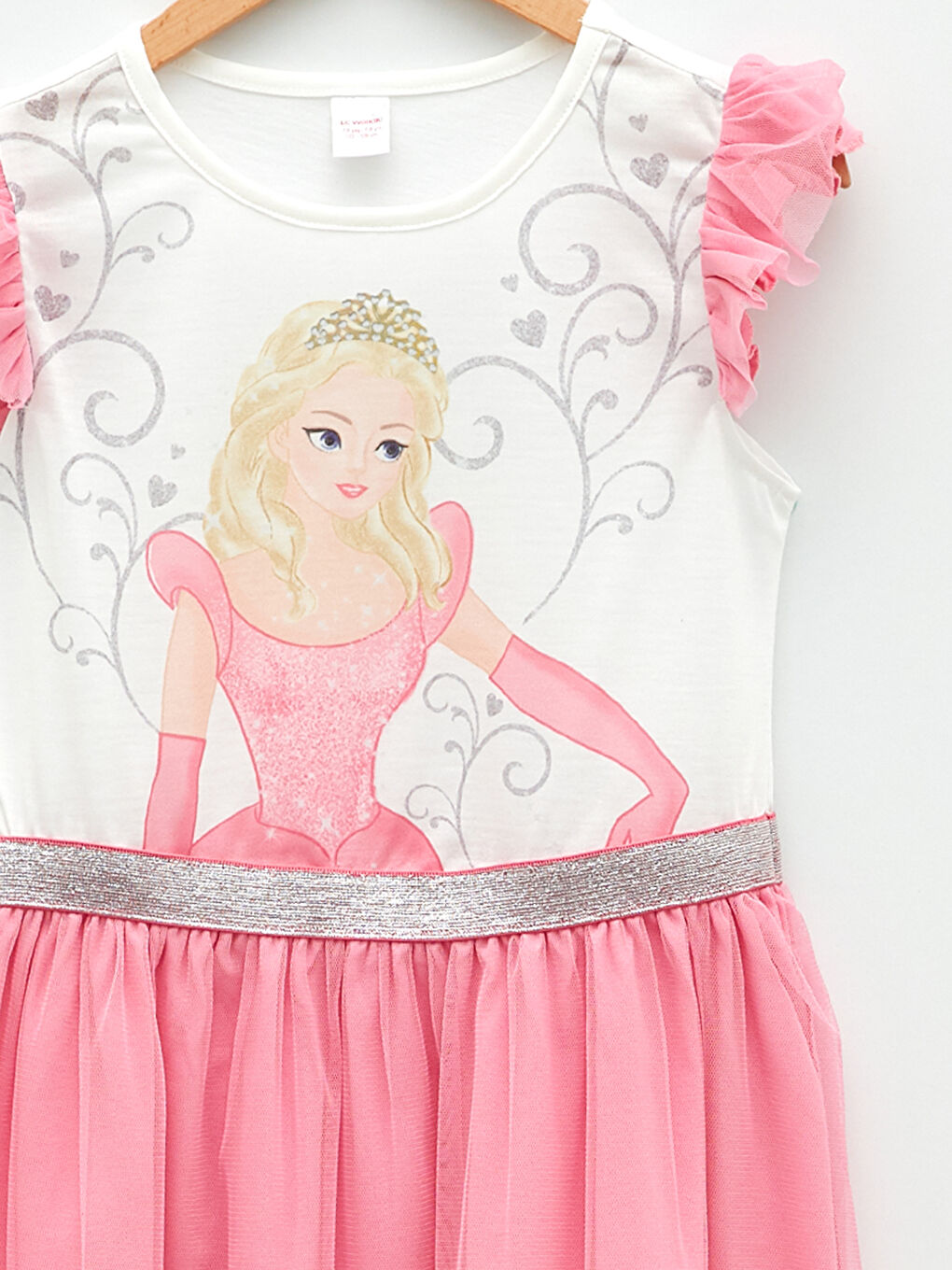 Crew Neck Printed Short Sleeve Girls' Dress-2