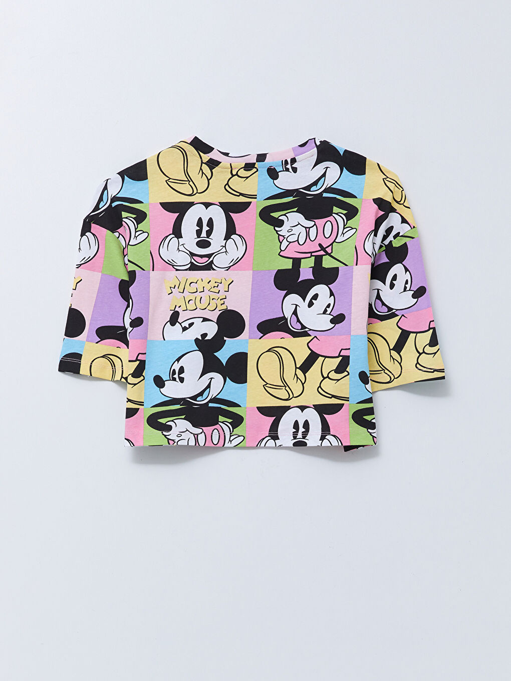 Crew Neck Mickey Mouse Printed Short Sleeve Women's Crop Top -S2GV80Z8-KE8
