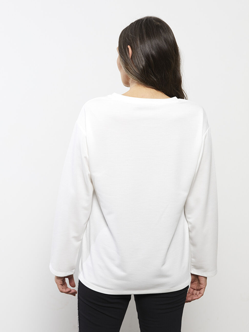 Crew Neck Printed Long Sleeve Women's T-Shirt-3