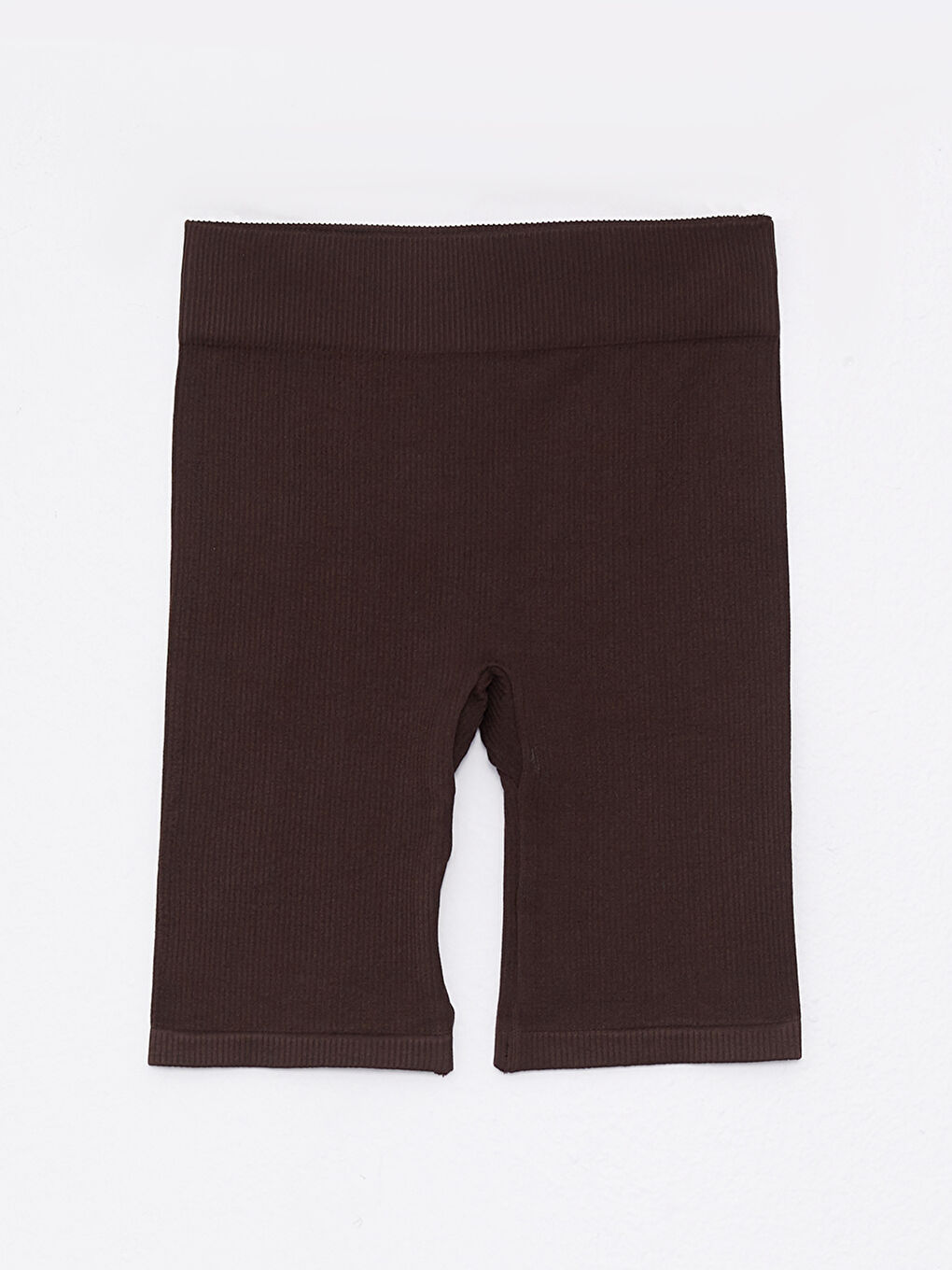 Kahverengi Kadın Beli Lastikli Düz Şort Tayt-5