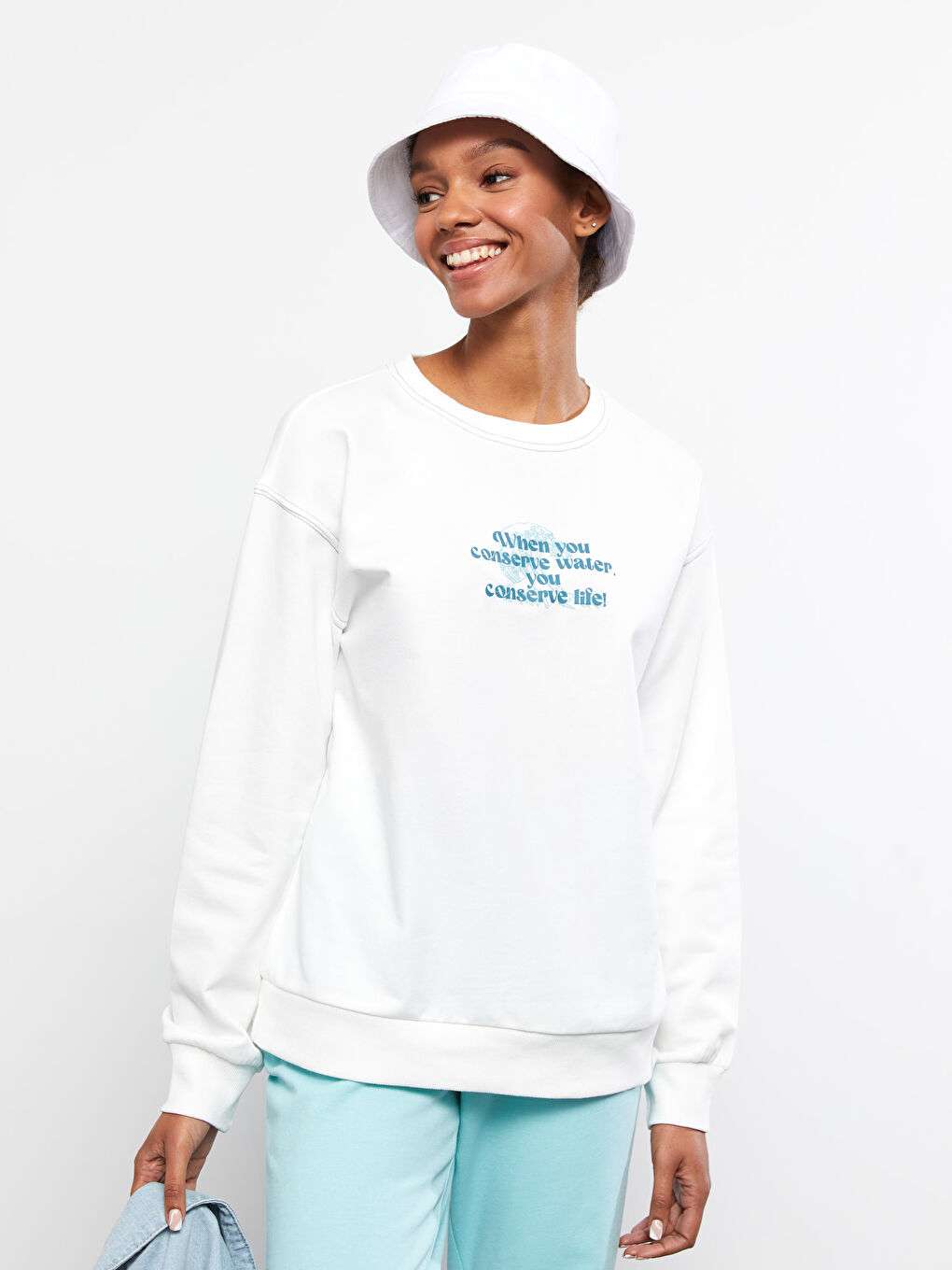 Crew Neck Printed Long Sleeve Women's Sweatshirt-2