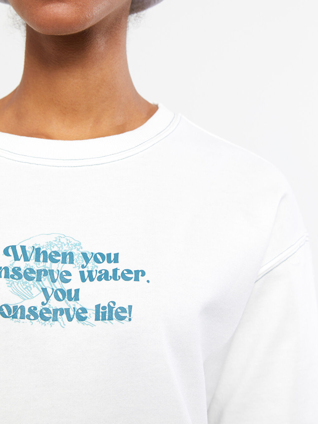 Crew Neck Printed Long Sleeve Women's Sweatshirt-3
