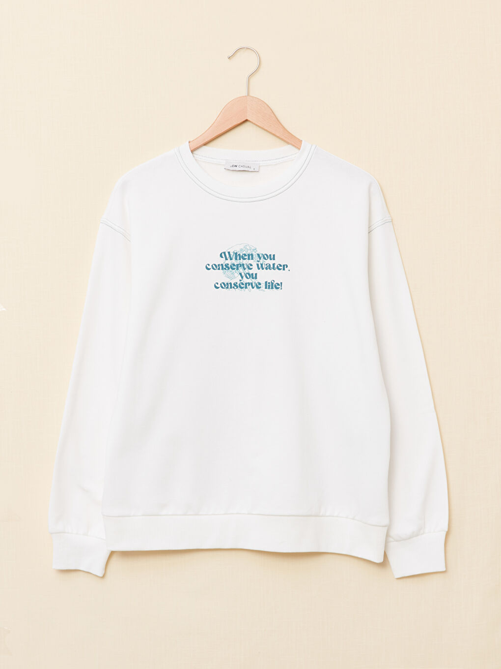 Crew Neck Printed Long Sleeve Women's Sweatshirt-5