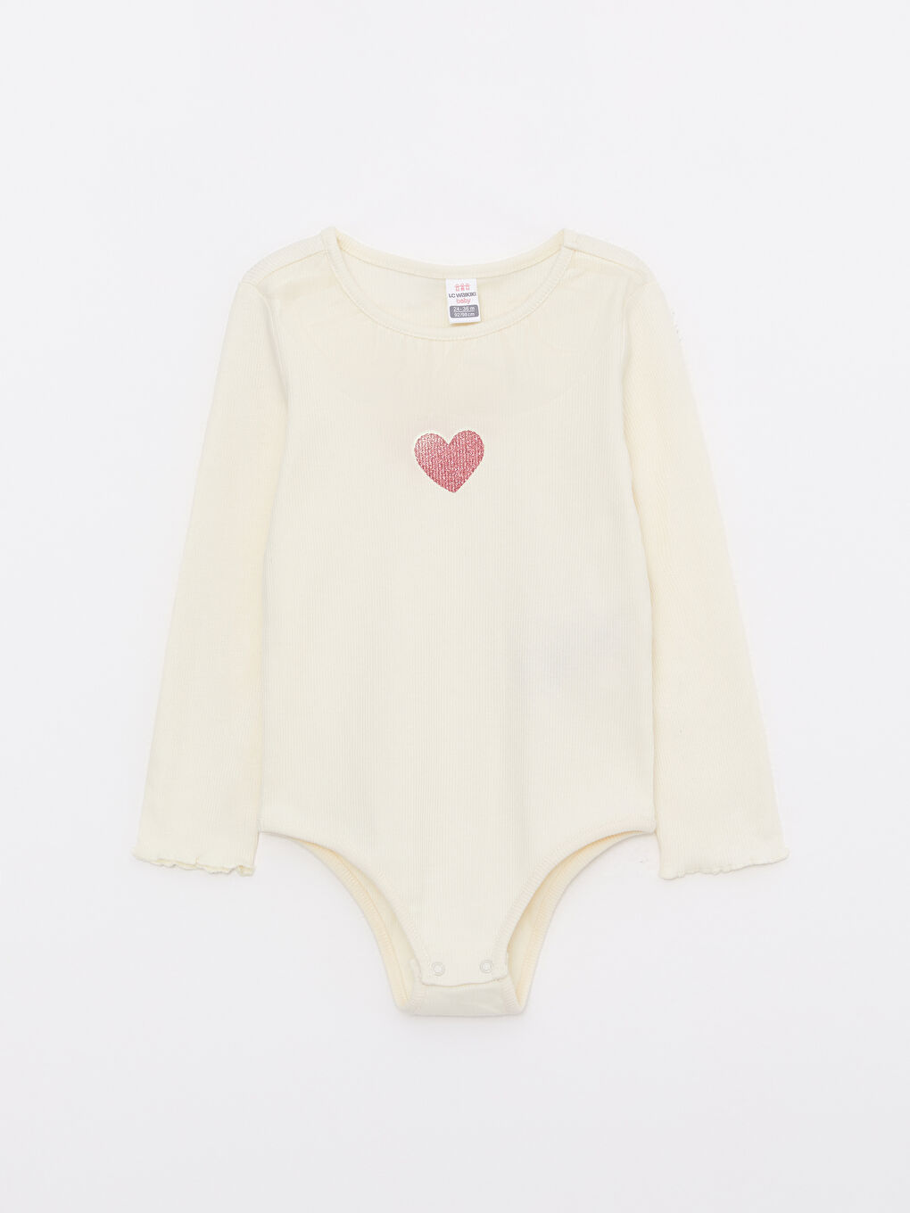 Crew Neck Long Sleeve Baby Girls' Snap Fastening Bodysuit