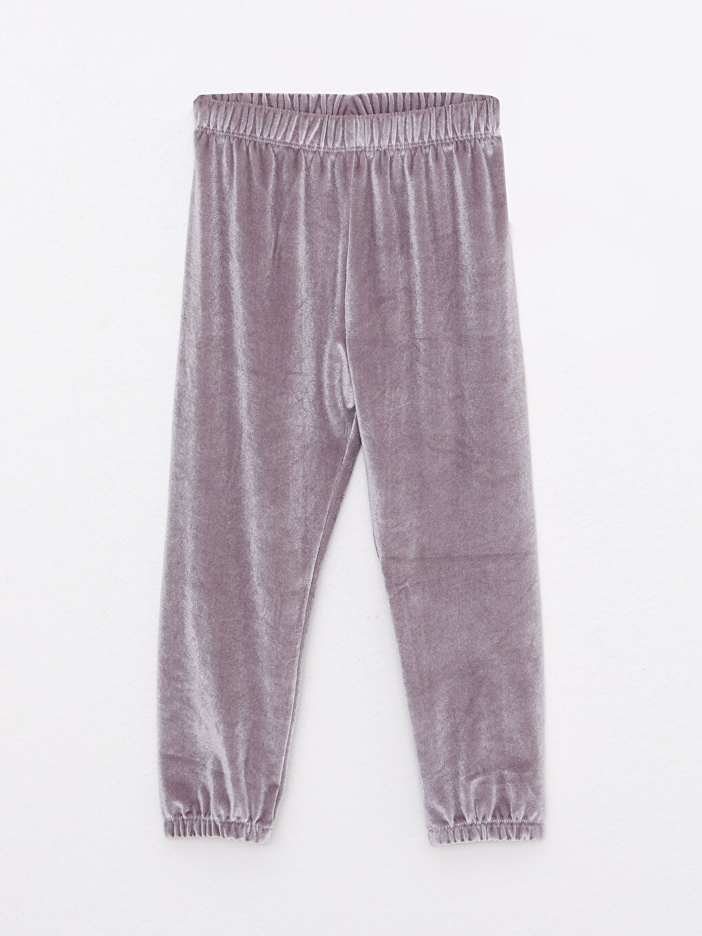 Gri Bisiklet Yaka Uzun Kollu Kadife Kız Bebek Sweatshirt ve Pantolon 2'li Takım-2