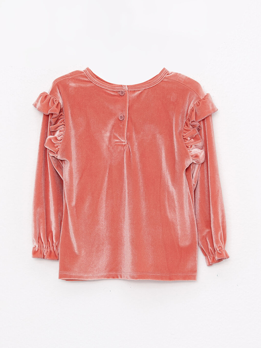 Pembe Bisiklet Yaka Uzun Kollu Kadife Kız Bebek Sweatshirt ve Pantolon 2'li Takım-3