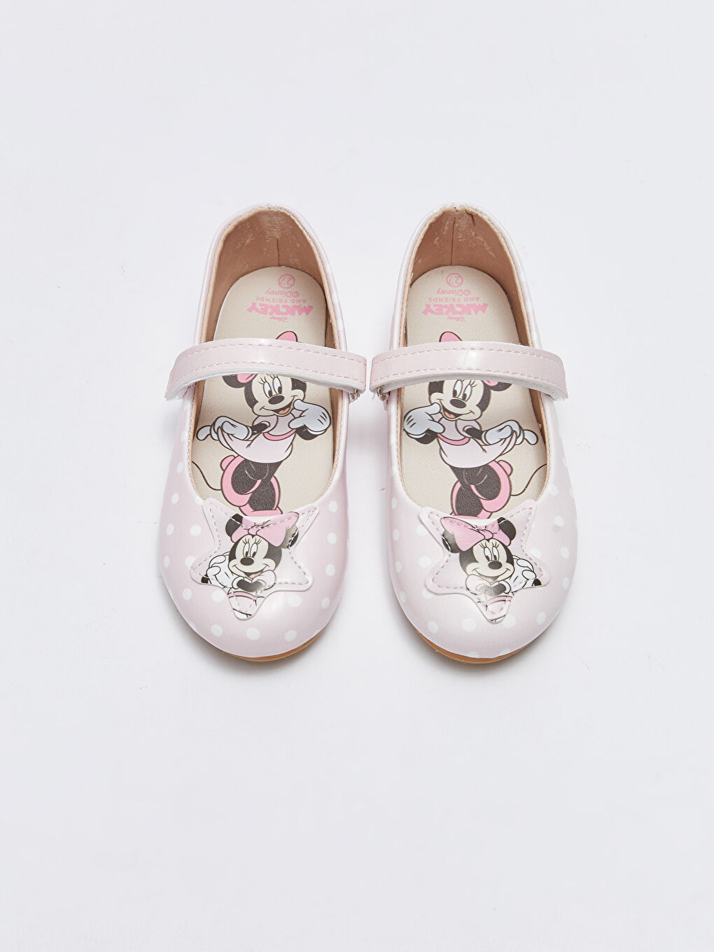 LCW STEPS Minnie Mouse Licensed Patch Detailed Hook and Loop Closure Girls' Flats -S2GY69Z4-LSZ