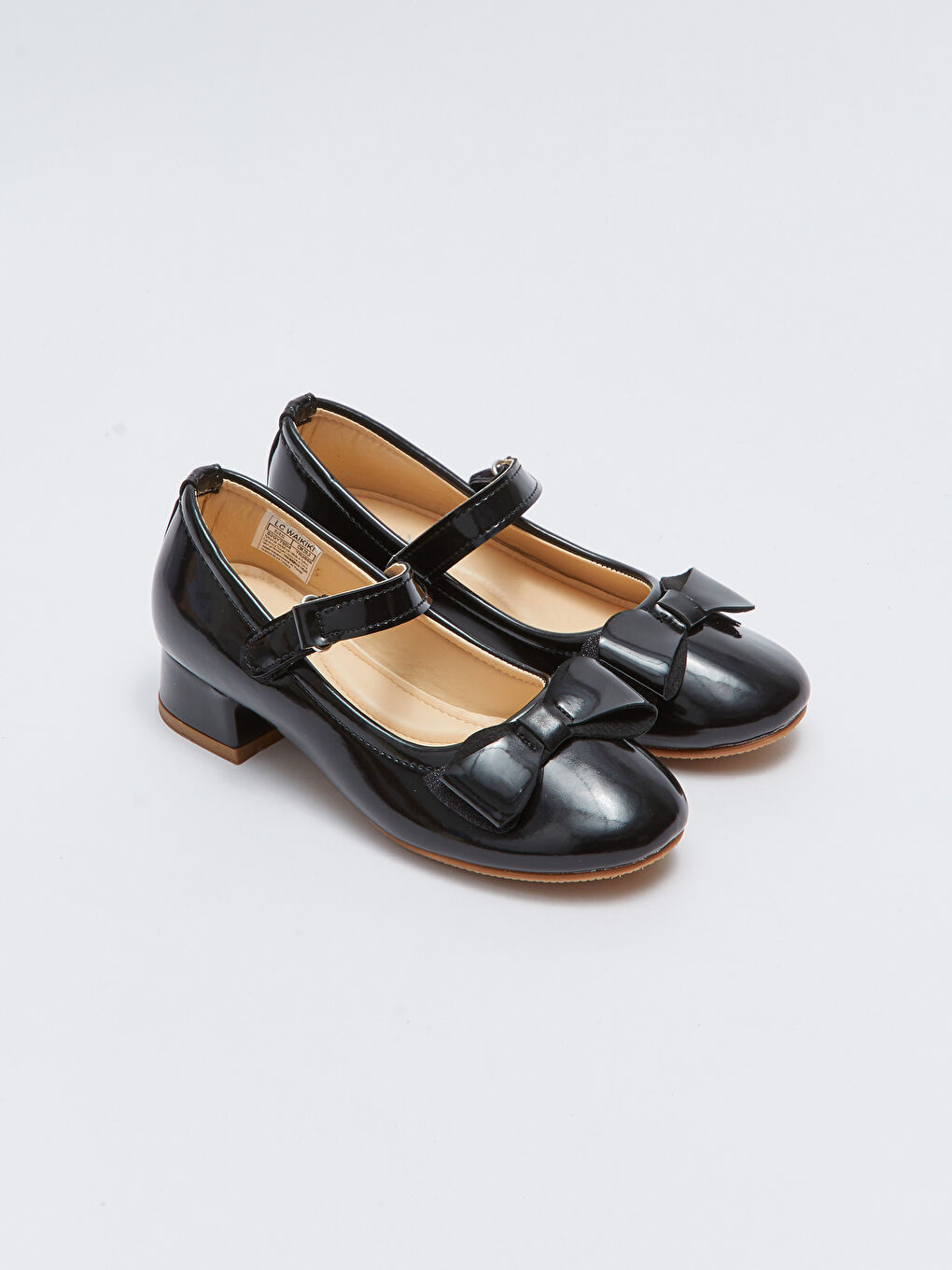 LCW STEPS Leather Look Hook and Loop Bow Detailed Girls' Flat Shoes -S2GY79Z4-HUC