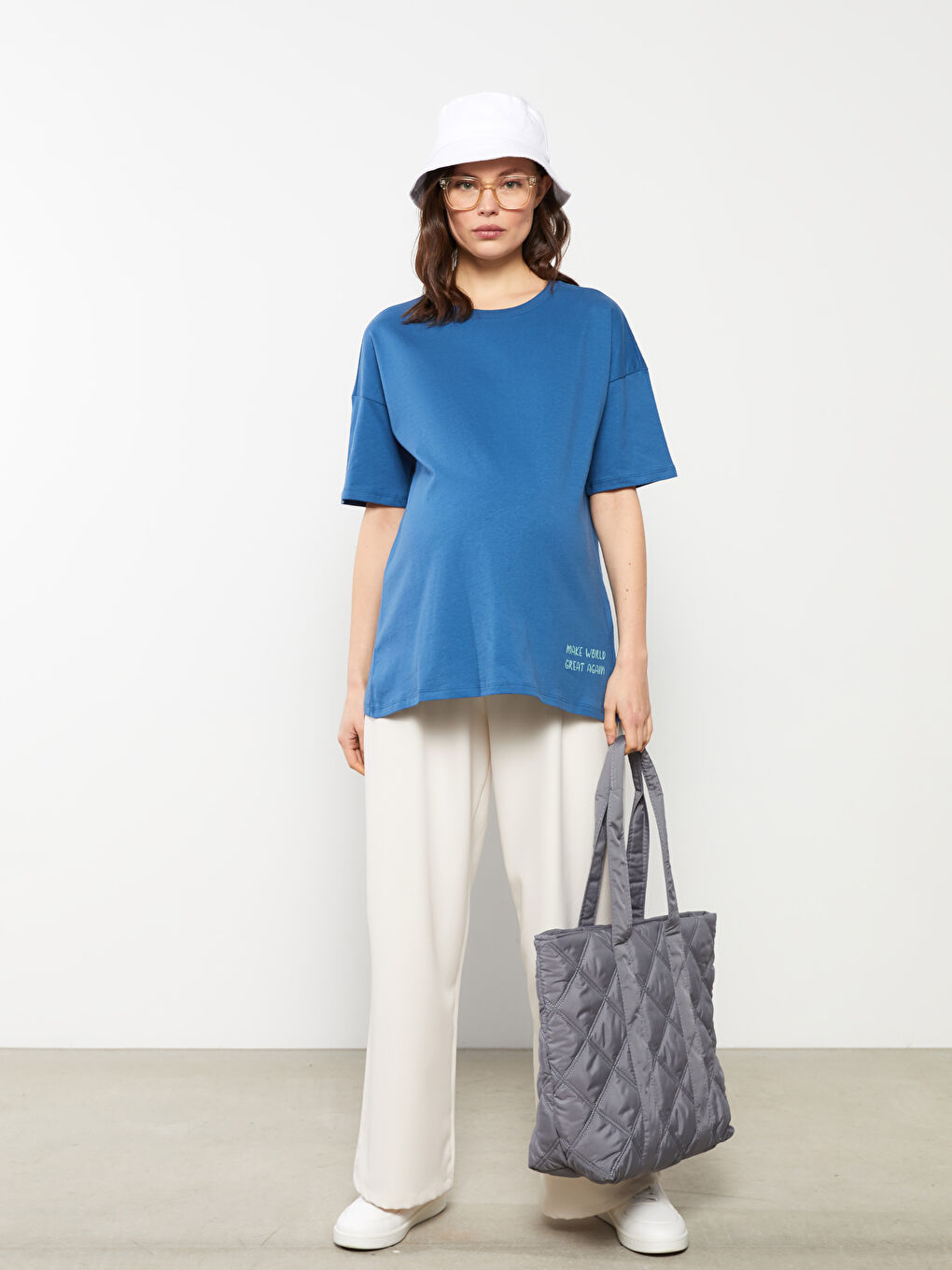 Crew Neck Printed Short Sleeve Cotton Maternity T-shirt -S2GY87Z8-HQ6