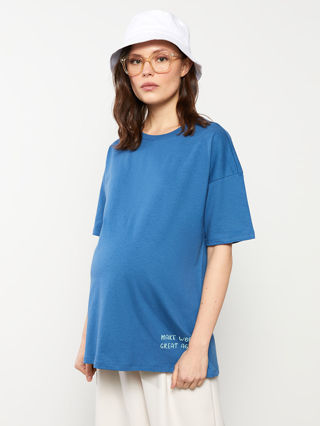 Crew Neck Printed Short Sleeve Cotton Maternity T-shirt -S2GY87Z8-HQ6