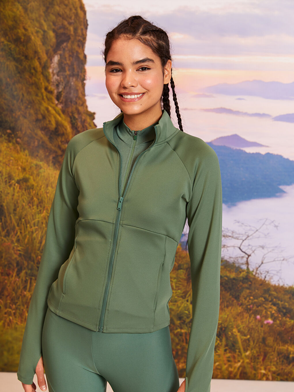 Rollkragen Damen Sport-Strickjacke-1