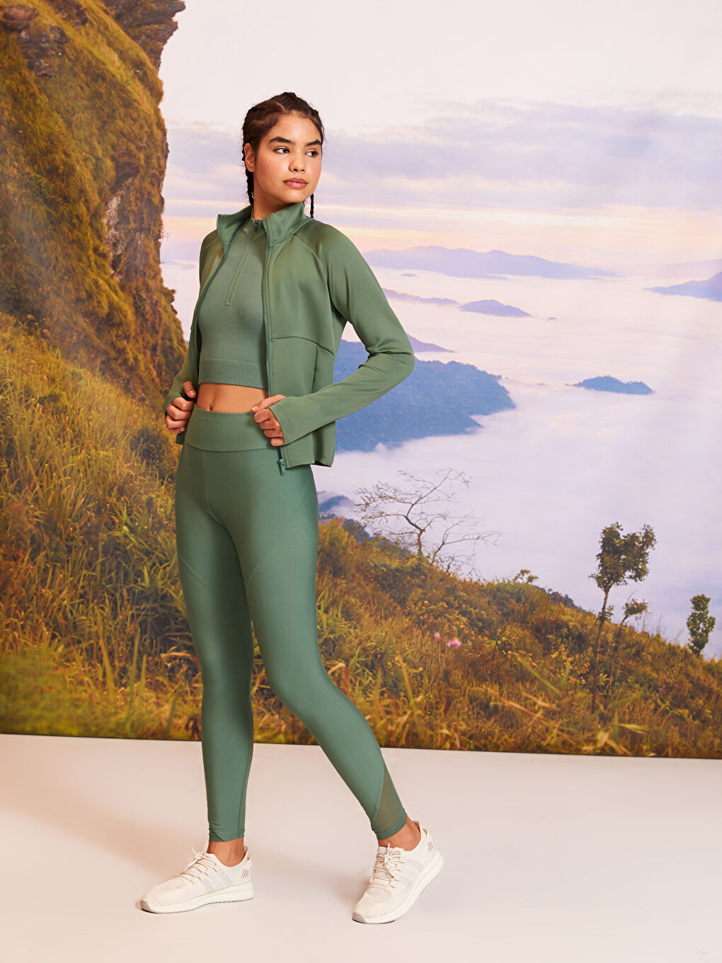 Rollkragen Damen Sport-Strickjacke-2