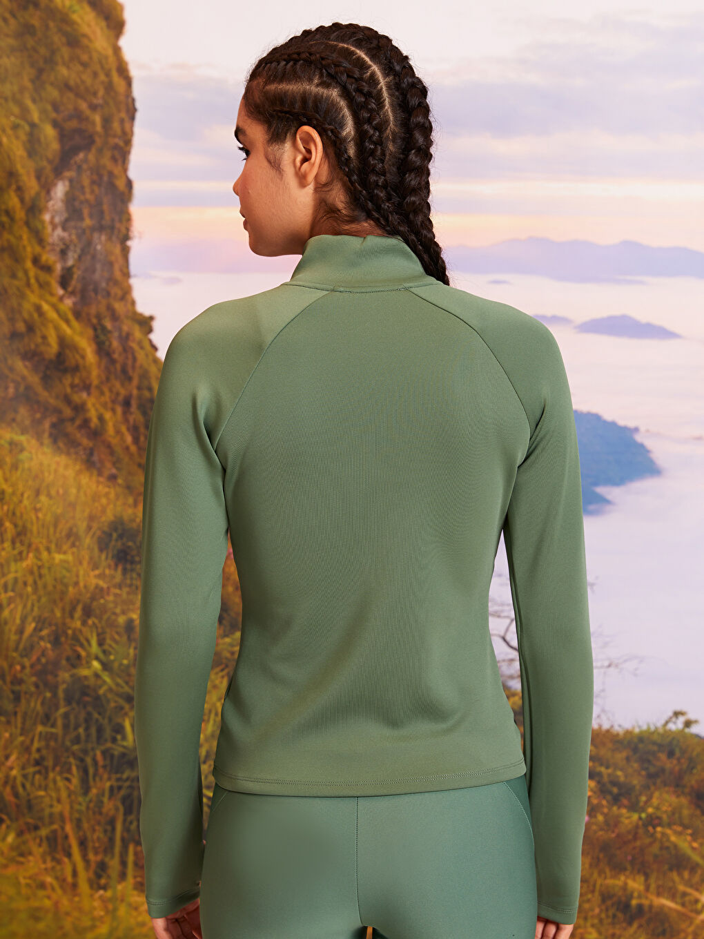 Rollkragen Damen Sport-Strickjacke-4