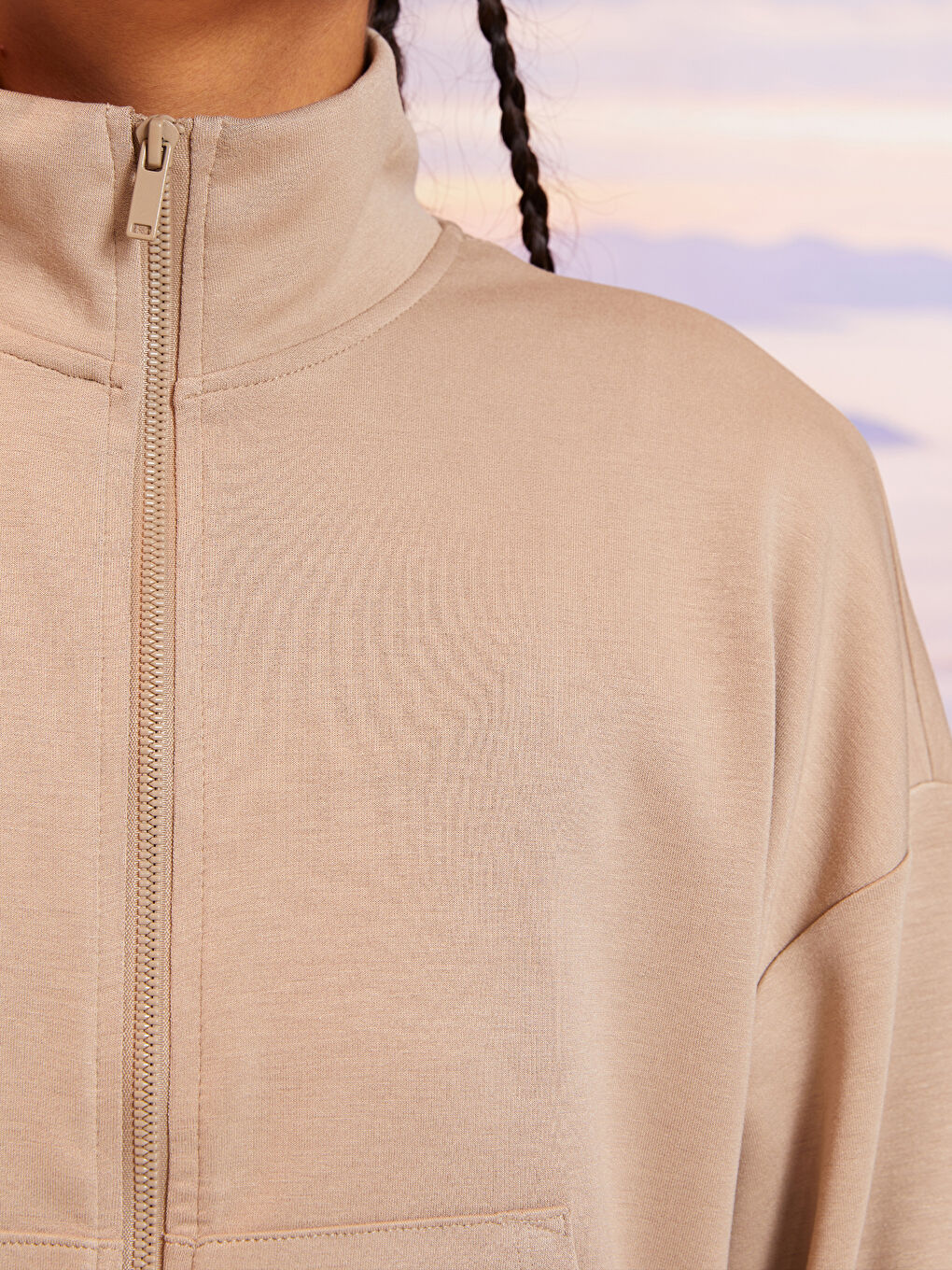 كارديجان رياضي بياقة قمع للسيدات-3