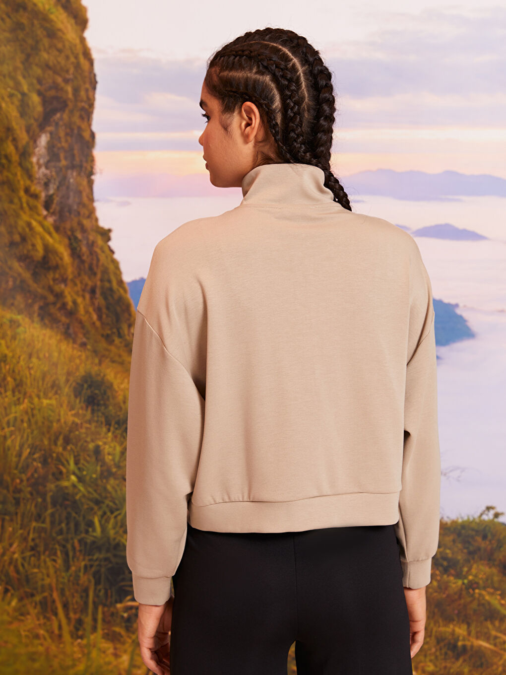 كارديجان رياضي بياقة قمع للسيدات-4