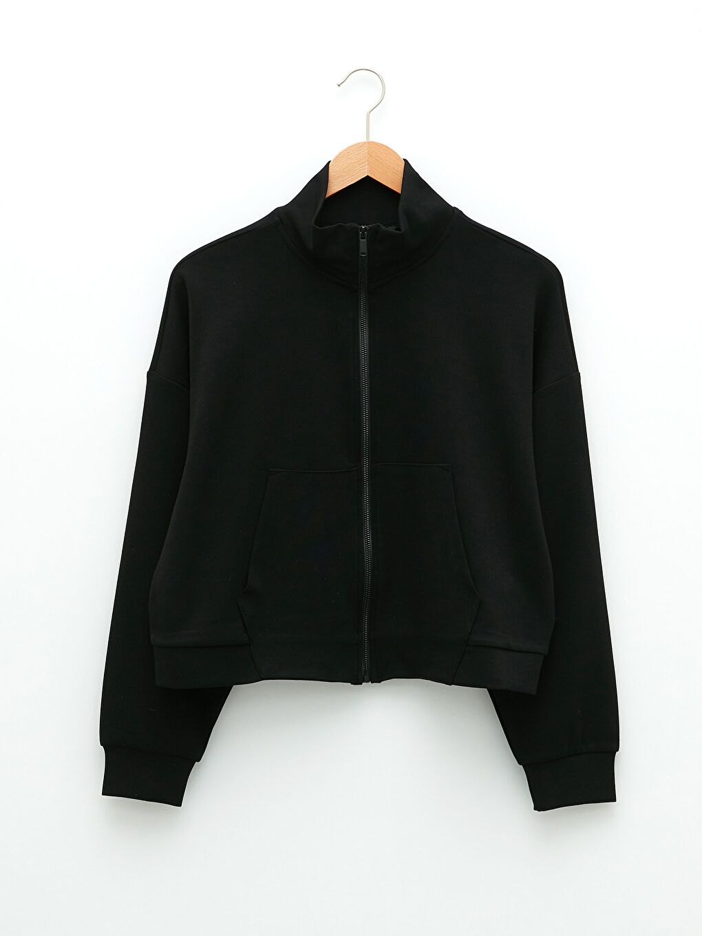 Siyah Dik Yaka Kadın Spor Hırka-5