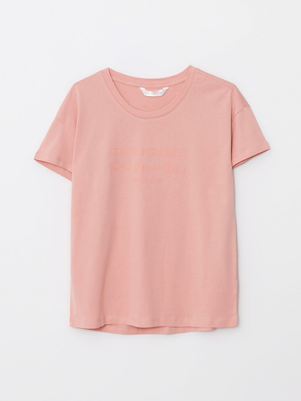 طقم بيجامة ياقة دائرية كم قصير مطبوع قطن للسيدات-6