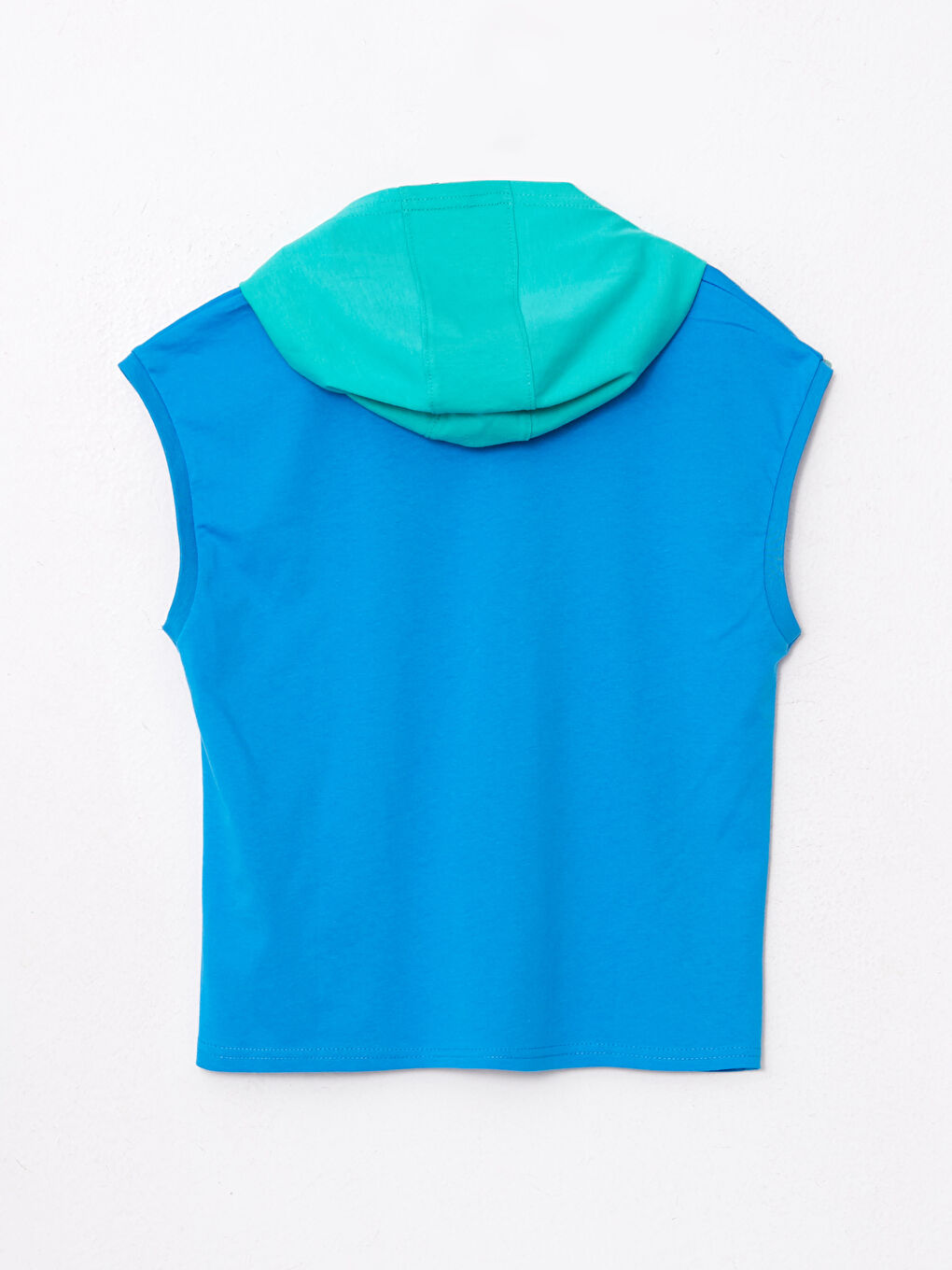 Mavi Kapüşonlu Baskılı Pamuklu Erkek Çocuk Atlet-1