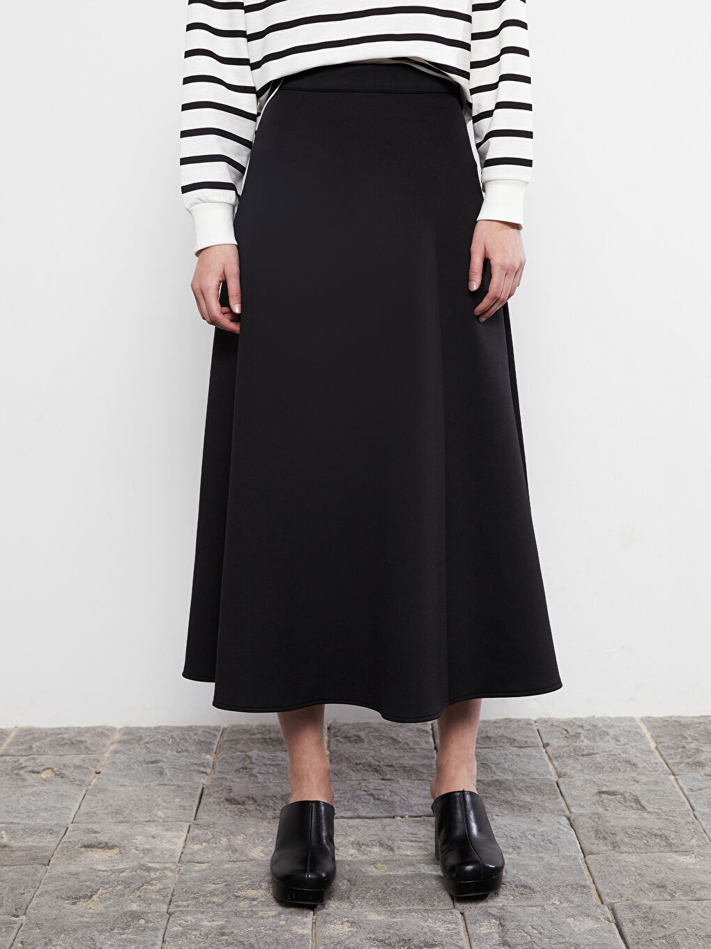 Zippered Waist Straight A-Line Scuba Fabric Women's Skirt -S2H114Z8-RQL