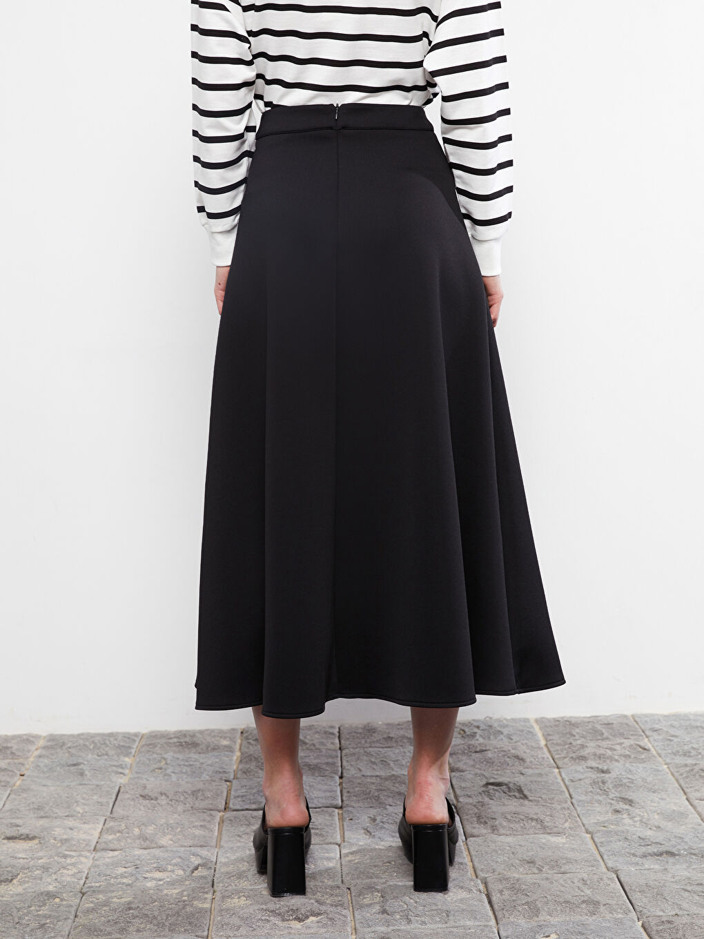 Zippered Waist Straight A-Line Scuba Fabric Women's Skirt -S2H114Z8-RQL