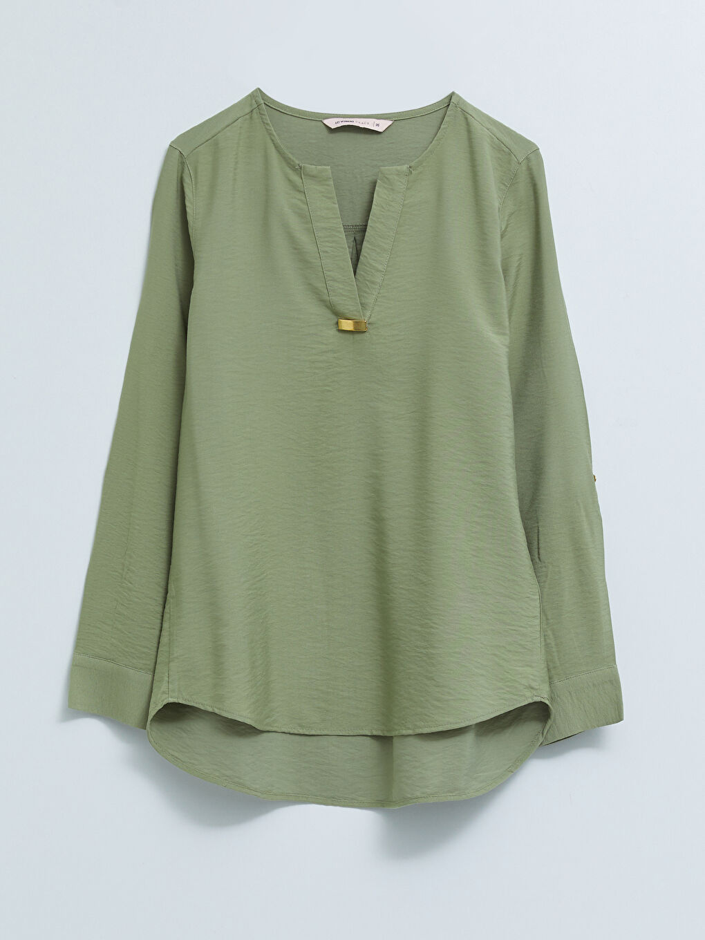 Блузка с вырезом Хенли и длинным рукавом из габардина для женщин-5