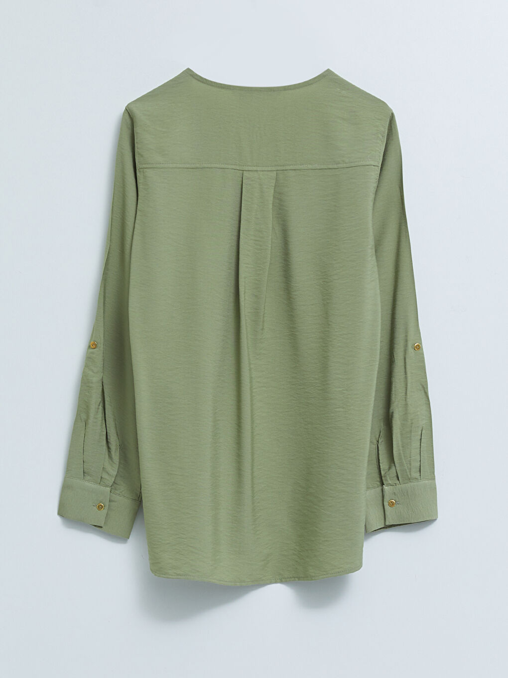Блузка с вырезом Хенли и длинным рукавом из габардина для женщин-6