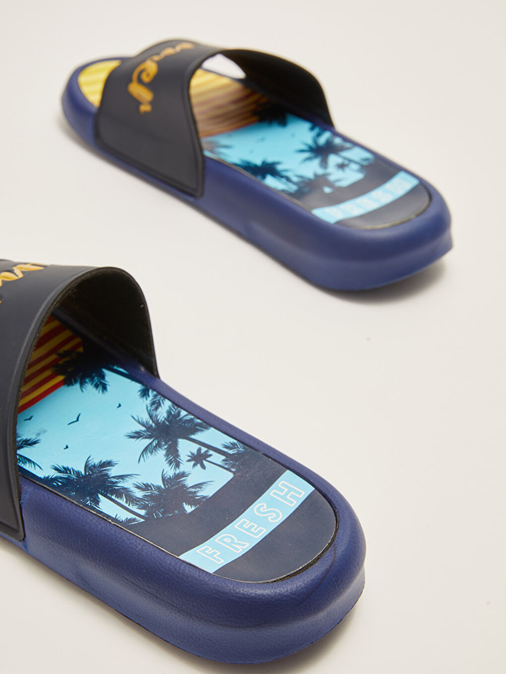 Lacivert Baskılı Tek Bantlı Erkek Çocuk Terlik-4