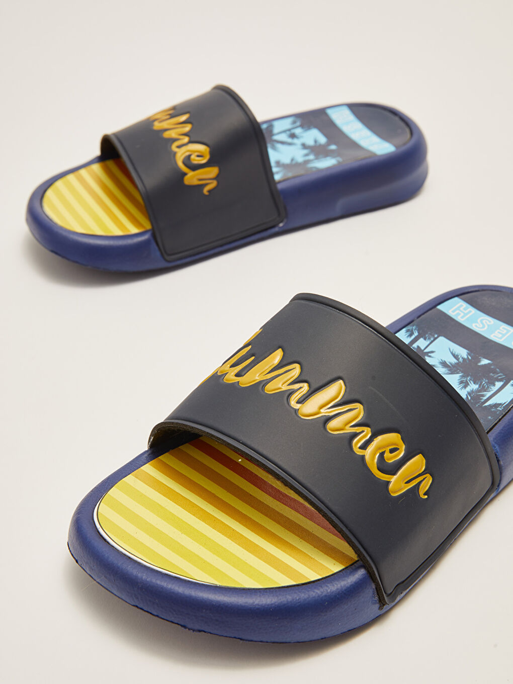 Lacivert Baskılı Tek Bantlı Erkek Çocuk Terlik-5