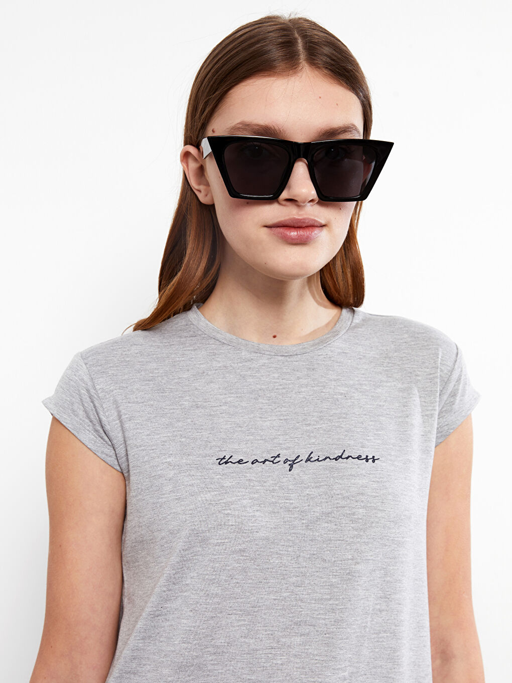 Rundhalsausschnitt Buchstaben Bedruckt Kurzarm Tunika für Damen-2