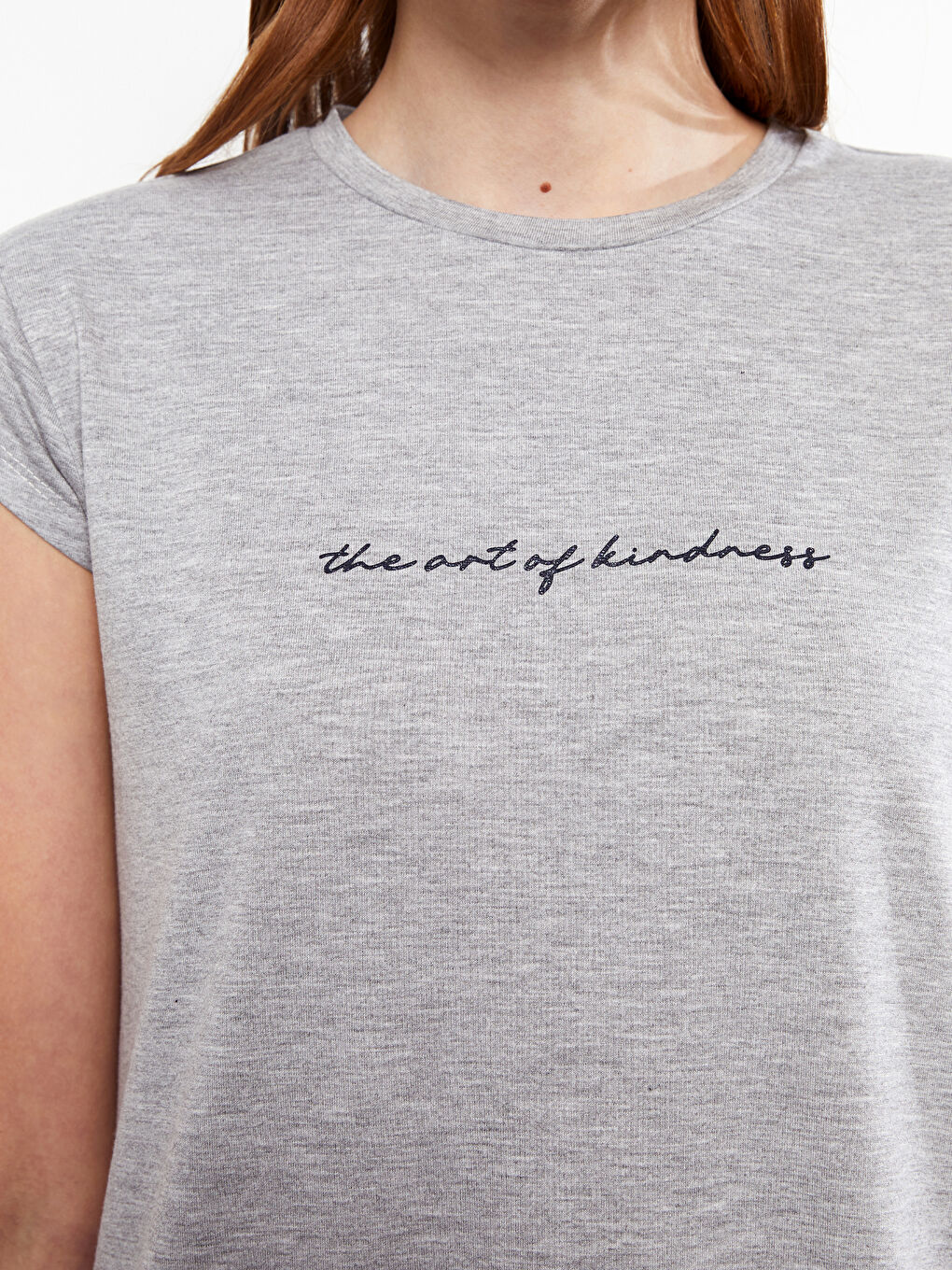 Rundhalsausschnitt Buchstaben Bedruckt Kurzarm Tunika für Damen-3