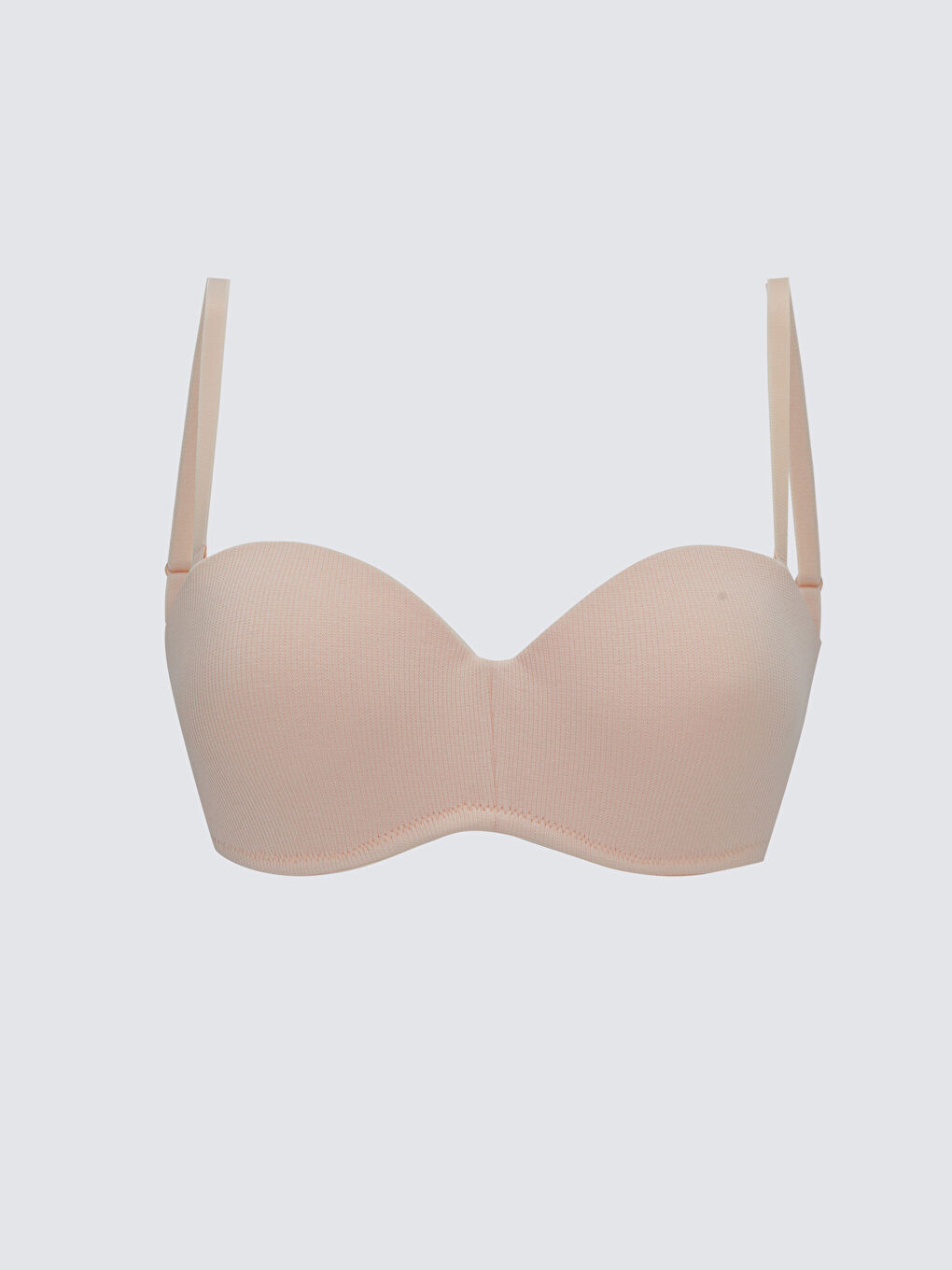 Pembe Balenli Dolgusuz Düz Straplez Sütyen