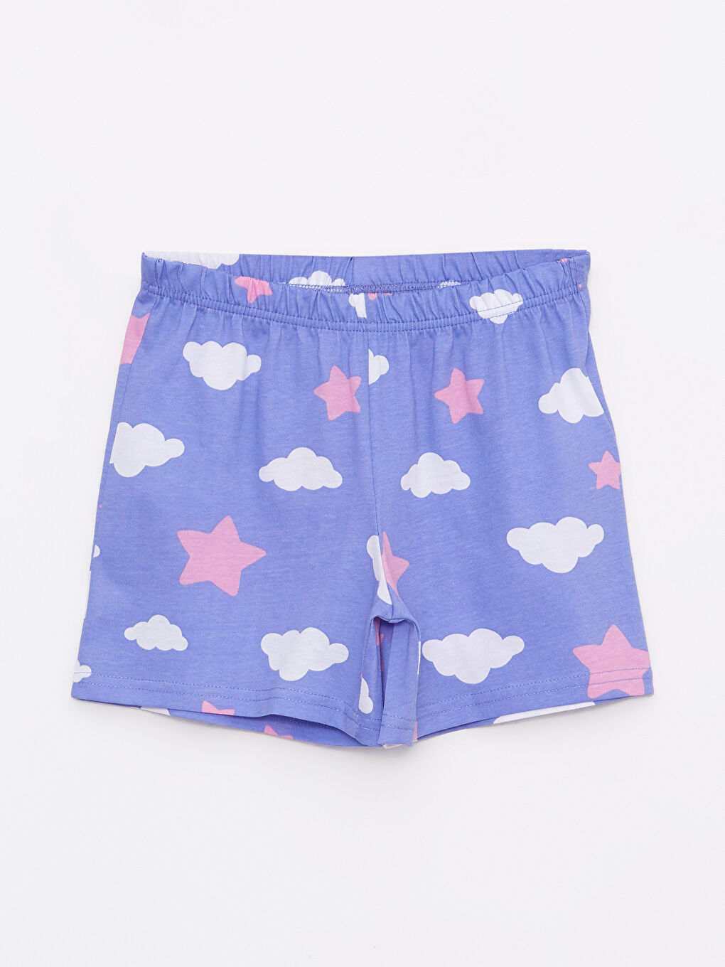 Crew Neck Printed Short Sleeve Girl's Short Pajamas Set -S2H198Z4-FVA