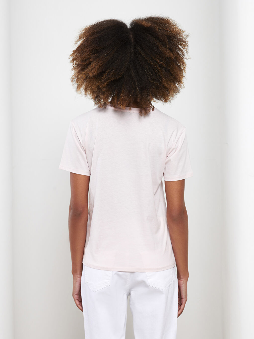 Majica od pamuka sa okruglim izrezom, štampom i kratkim rukavima za žene-4