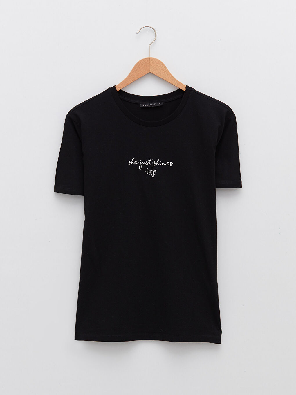 Tricou din Bumbac cu Mânecă Scurtă Imprimat și Guler Rotund pentru Femei-5