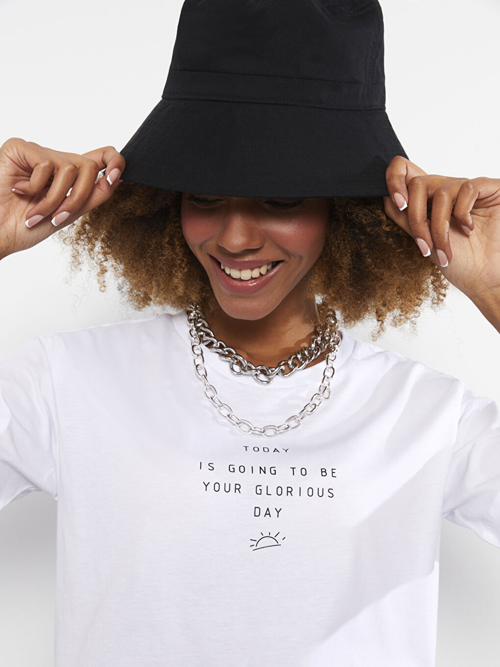 Crew Neck Printed Short Sleeve Cotton Women's T-shirt-3