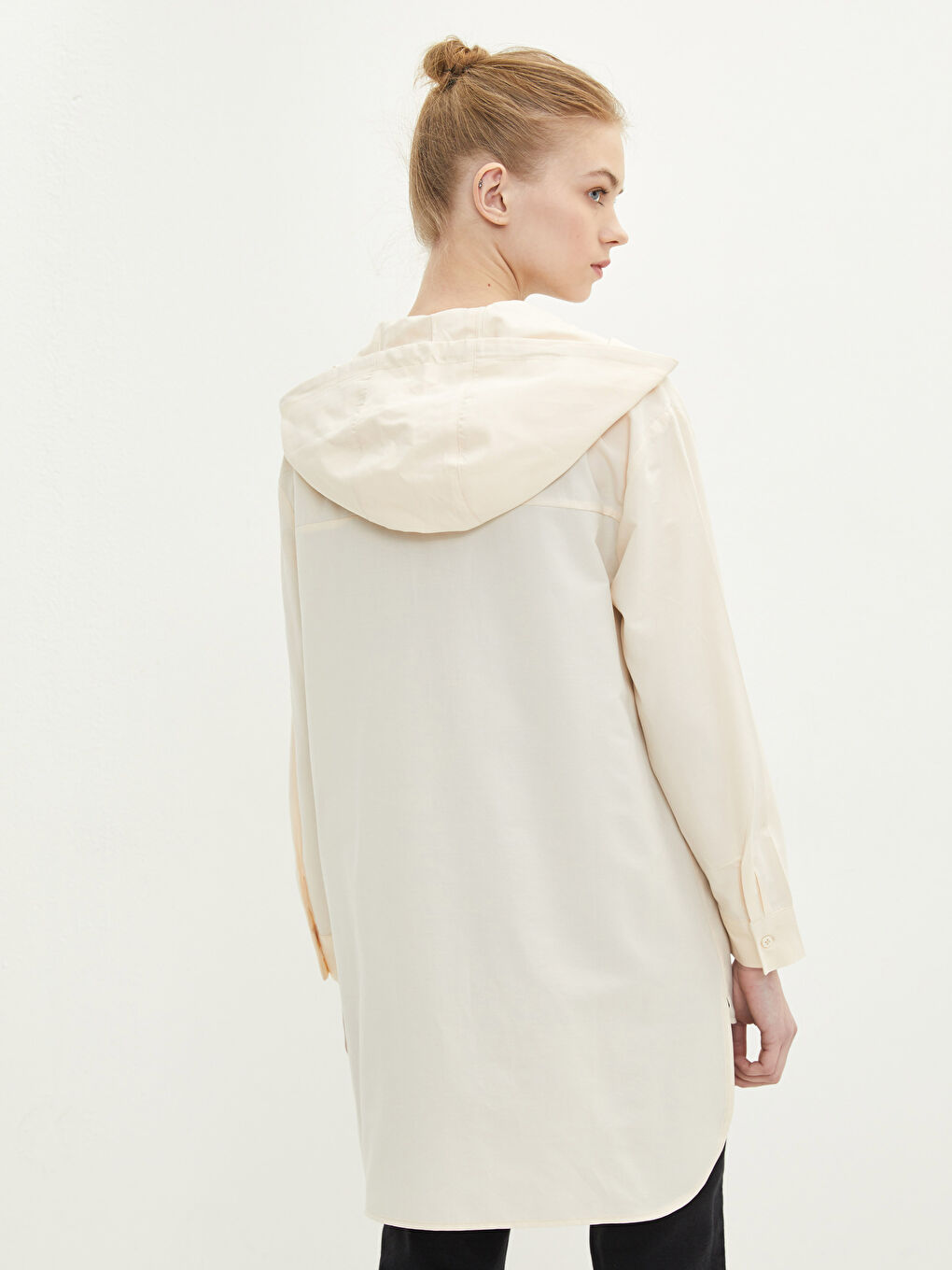 Hooded Mickey Mouse Printed Long Sleeve Poplin Women's Tunic-4