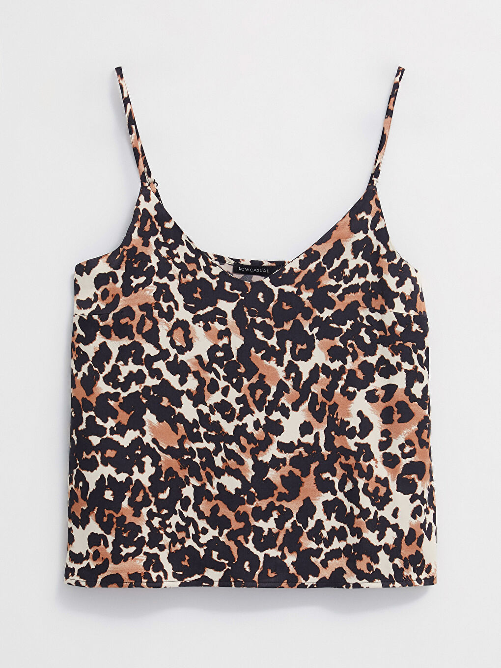 Kahverengi V Yaka Desenli Viskon Kadın Bluz-4