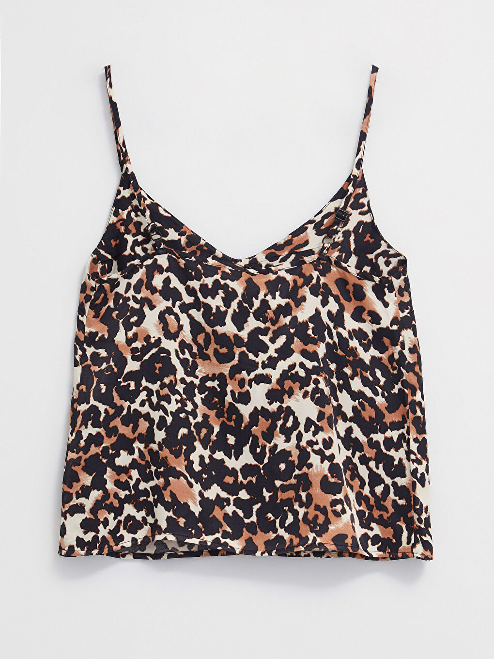 Kahverengi V Yaka Desenli Viskon Kadın Bluz-5