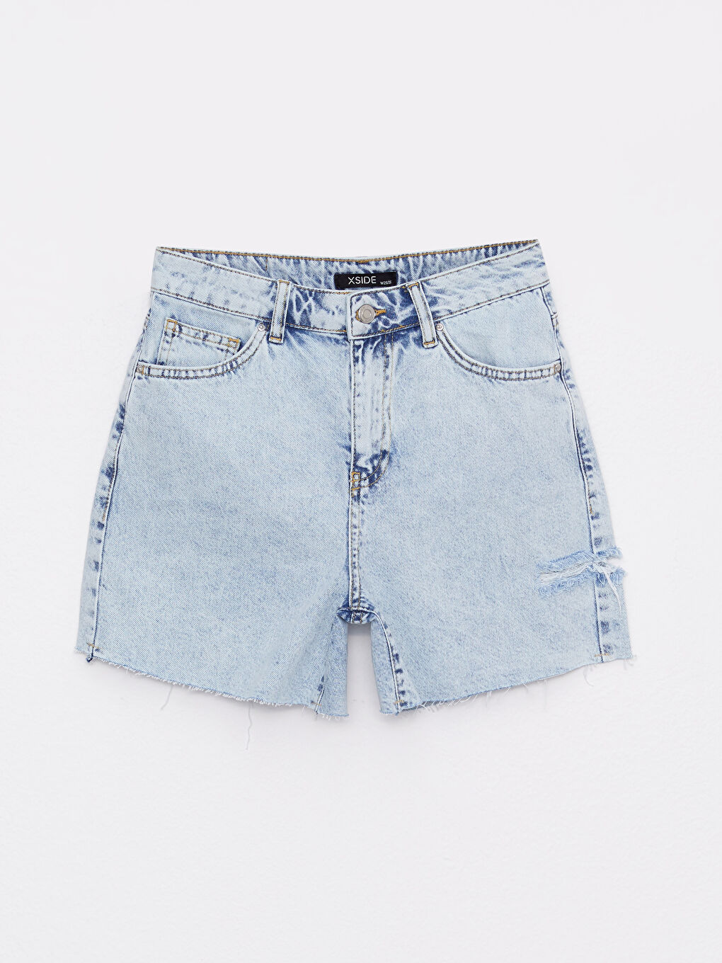 Mavi Standart Fit Düz Cep Detaylı Kadın Jean Şort-5