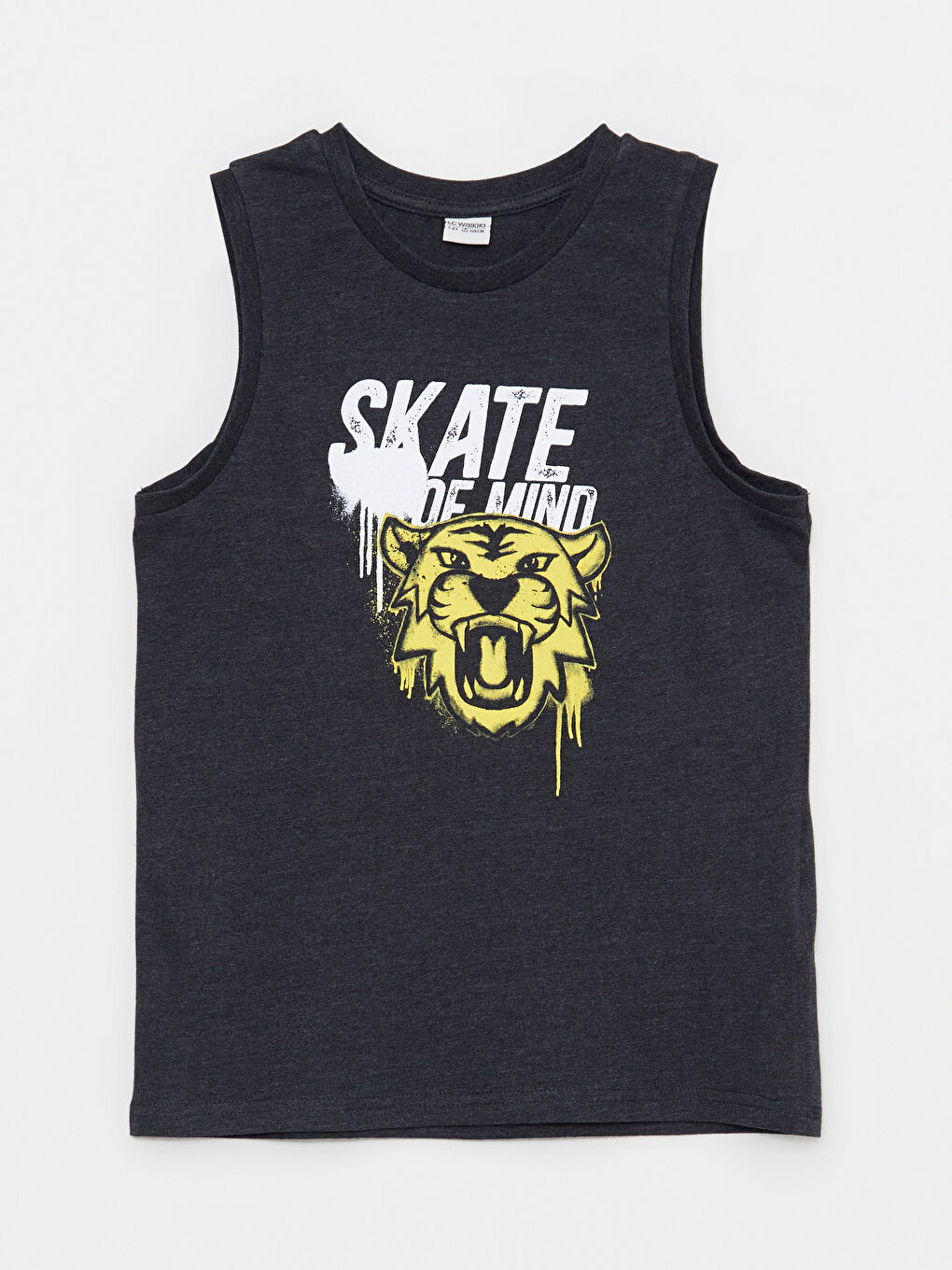 Antrasit Bisiklet Yaka Güneşte Renk Değiştiren Baskılı Erkek Çocuk Atlet