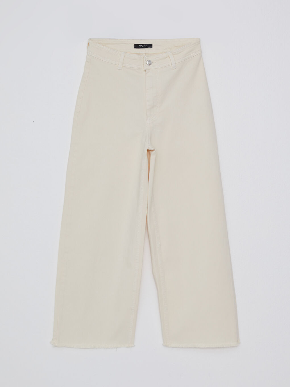 XSIDE Bej Standart Fit Düz Cep Detaylı Geniş Paça Kadın Jean Pantolon - 3