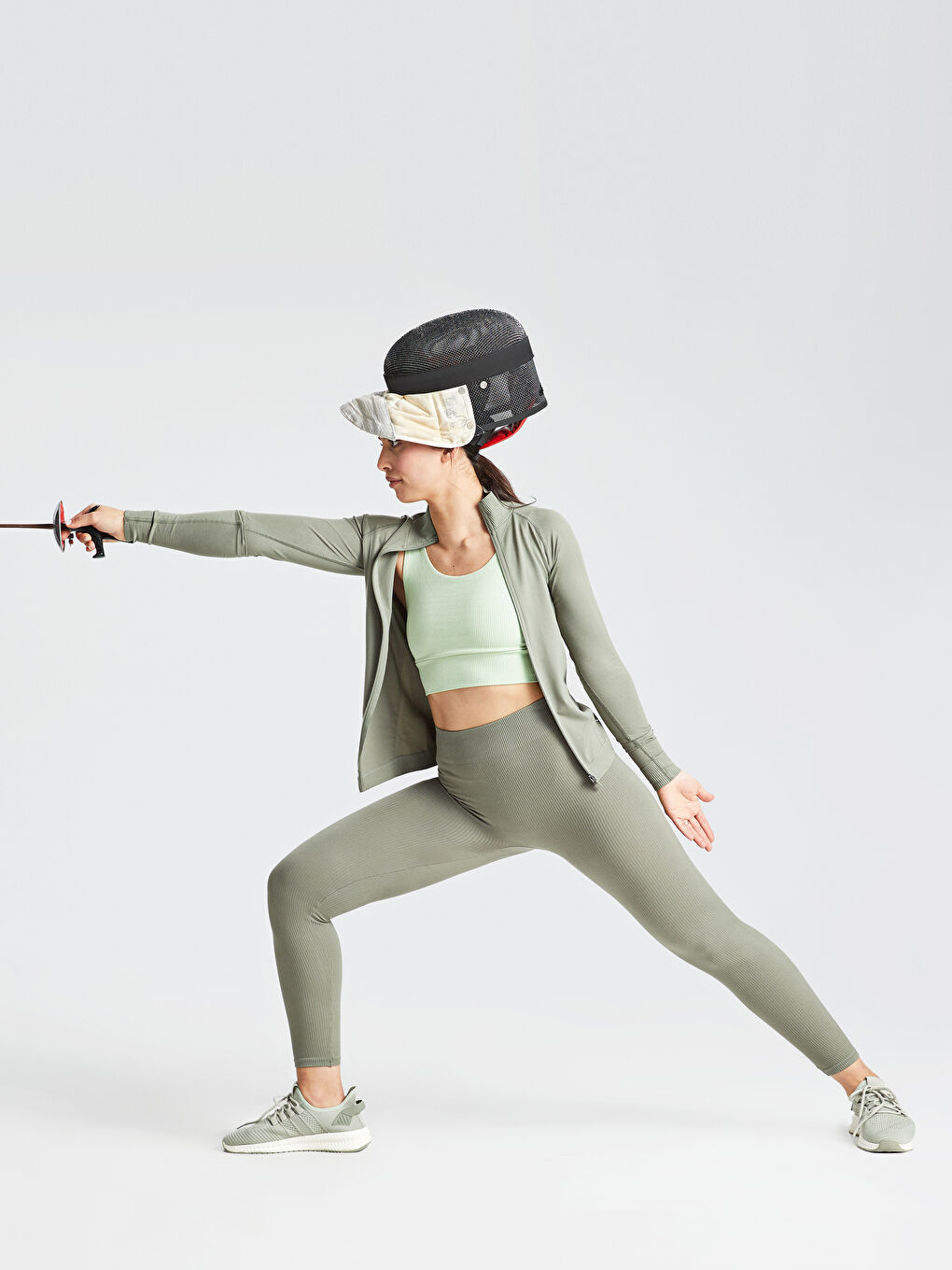 Haki Dik Yaka Kadın Spor Hırka