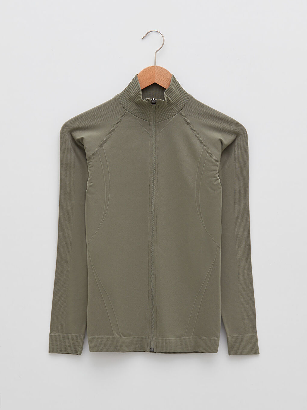 Haki Dik Yaka Kadın Spor Hırka-6