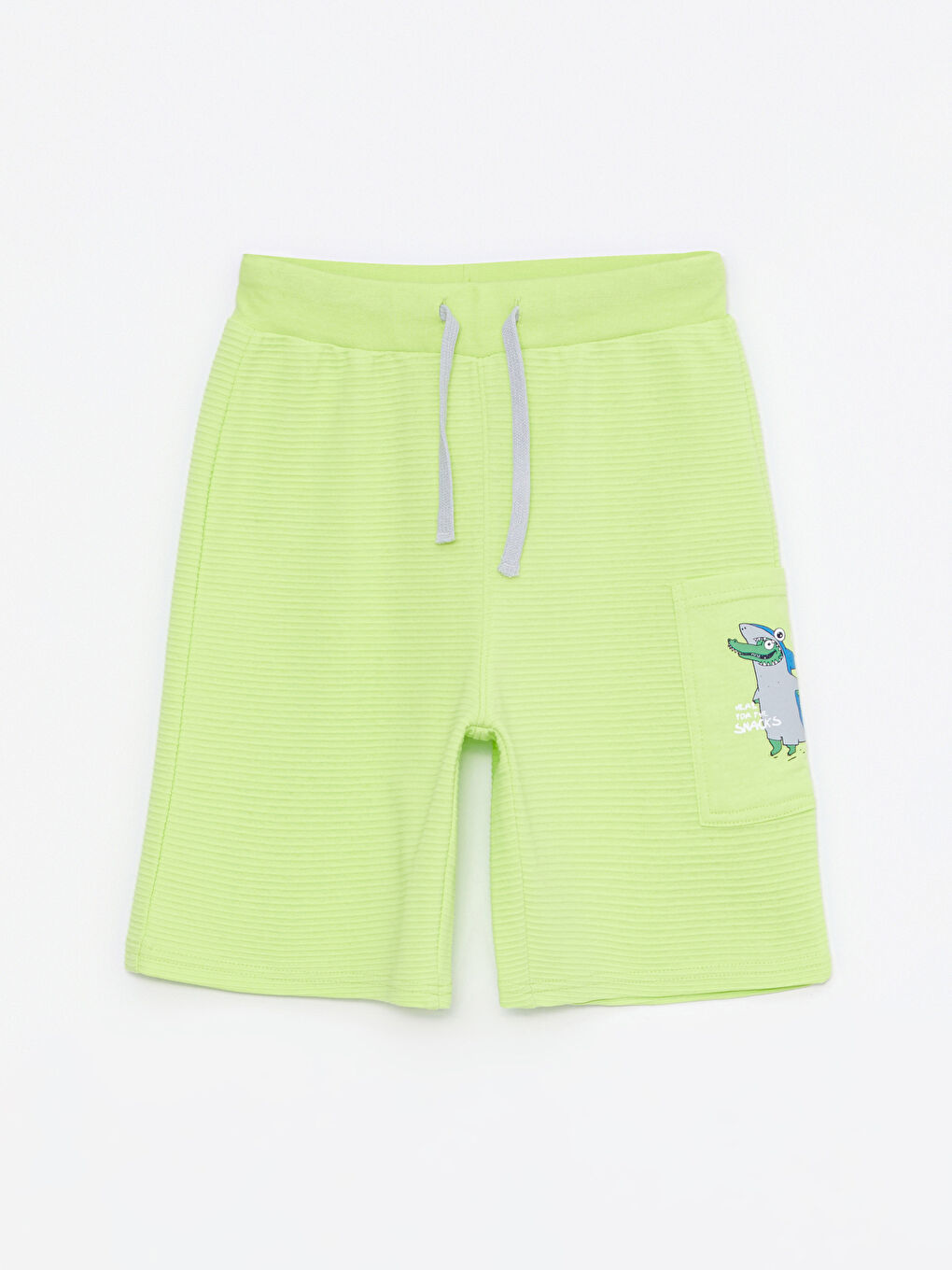 Yeşil Beli Lastikli Baskılı Erkek Çocuk Şort
