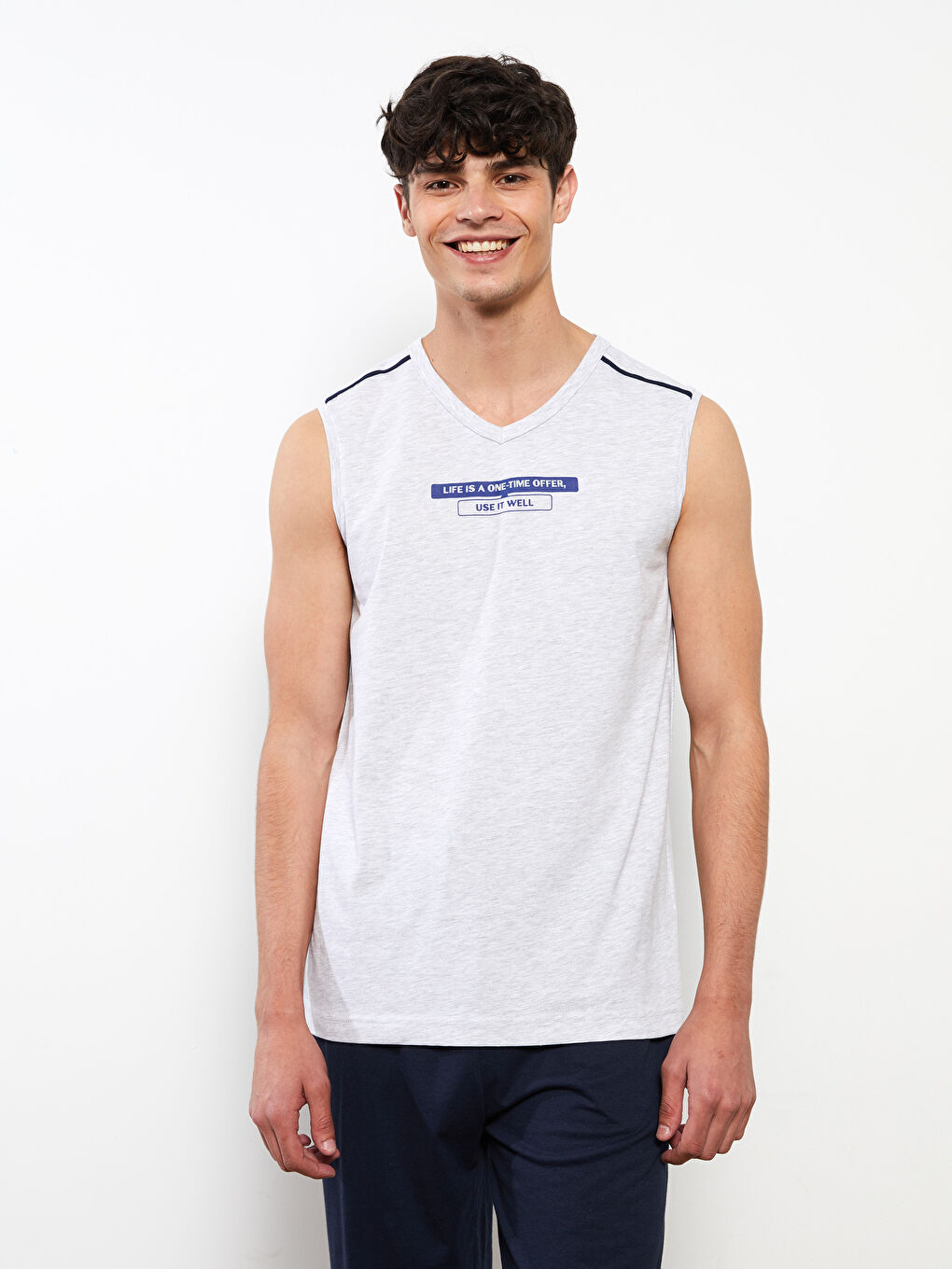 V Neck Printed Men's Sleeveless T-Shirt